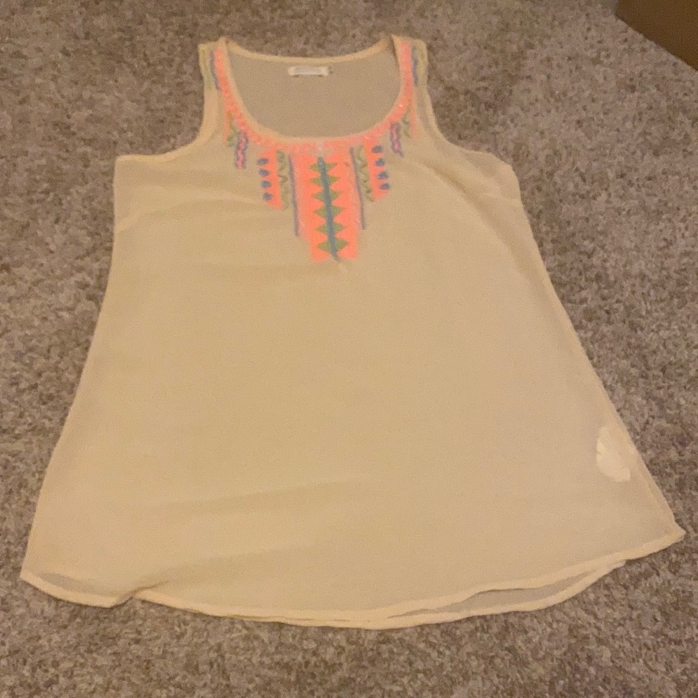 Sheer Tank Blouse with Beading Detail